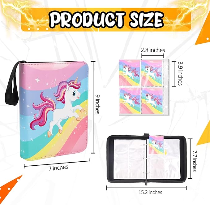 400 Pocket Trading Card Binder with 50 Removable Sleeves, Portable Zippered Card Holder, Collection Album Book Case Storage for MTG, TCG, Sports, Game Cards (White Horse)