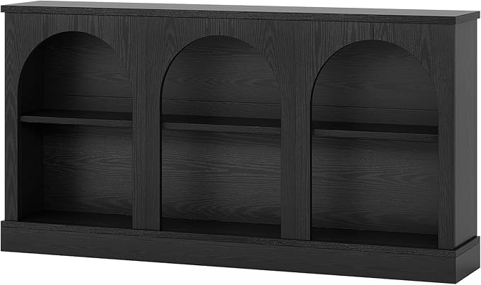 Tribesigns TV Stand for 55/60/65 Inch TV, Farmhouse Entertainment Center with Storage Cabinets, Modern Media Television Console Table for Living Room Bedroom, Black