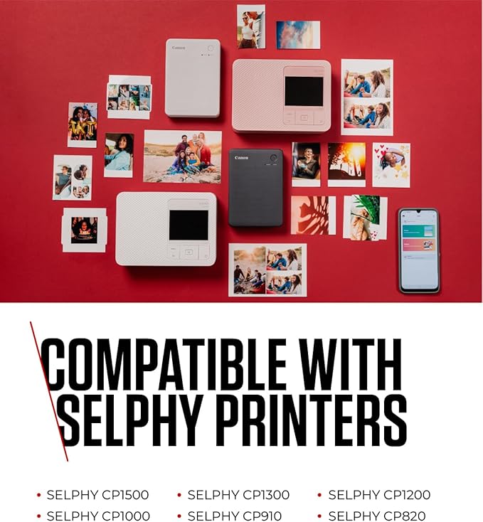Canon RP-108 Color Ink/Paper Set, Compatible with Selphy CP910/CP820/CP1200/CP1300/CP1500