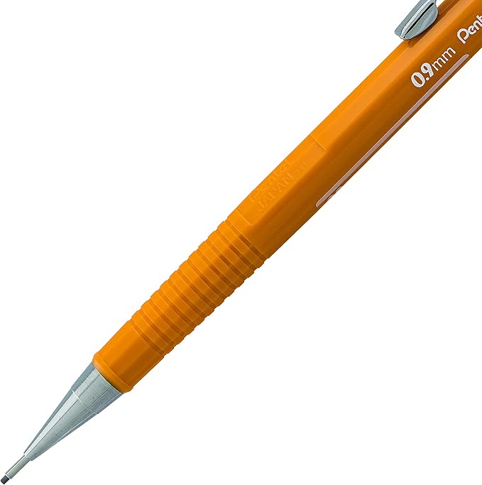 Pentel Sharp Mechanical Pencil, 0.9mm Lead Size, Yellow Barrel, Box of 12 Pencils (P209G)