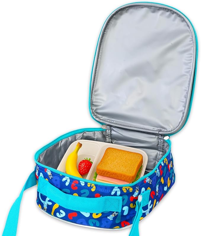 Bluey Mini Backpack with Lunch Box Set - Bundle with 12" Mini Backpack, Lunch Bag, Stickers, Water Bottle, More | Toddler Bluey School Bag and Lunchbox