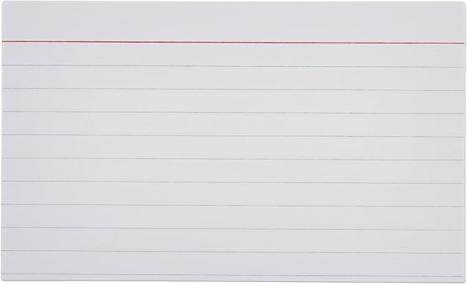 Amazon Basics Ruled Lined Index Cards for Study, Notes and Recipes, White, 3" x 5", 1,000 Count (10 Pack of 100)