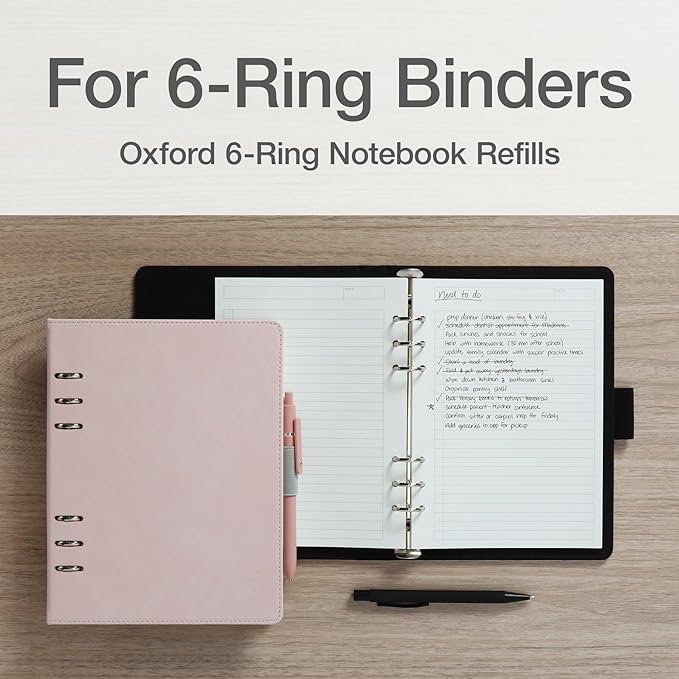 Oxford A5 Refill Paper, 6 Ring Lined Paper with Boxes for To Do Lists, 120 Sheets, 6 x 8.25 Inches, Notebook, Bullet Journal and Planner Inserts (1016732)