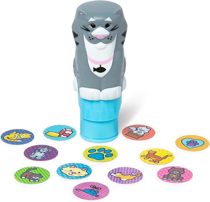 Melissa & Doug Sticker Wow!™ 24-Page Activity Pad and Sticker Stamper, 300 Stickers, Arts and Crafts Fidget Toy Collectible Character – Cat - for Kids Ages 3+ - FSC Certified