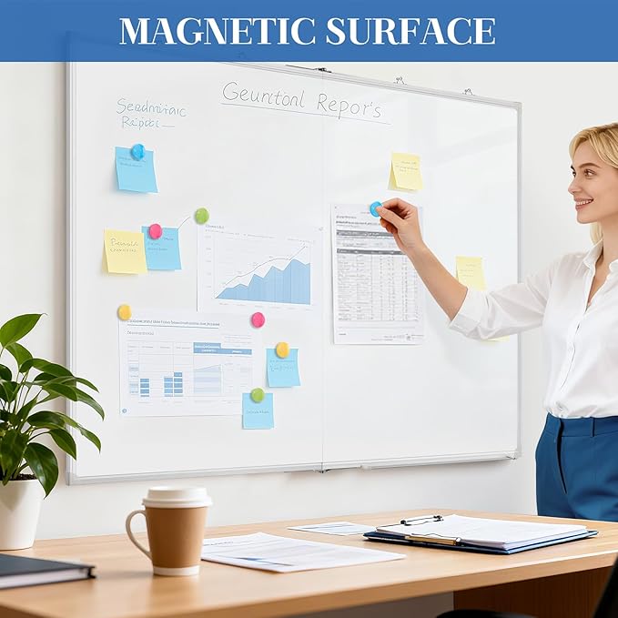 60" x 36" Double-Sided Large White Board, Foldable Magnetic Whiteboard Dry Erase Portable Wall Hanging Whiteboards for Home, School, Office
