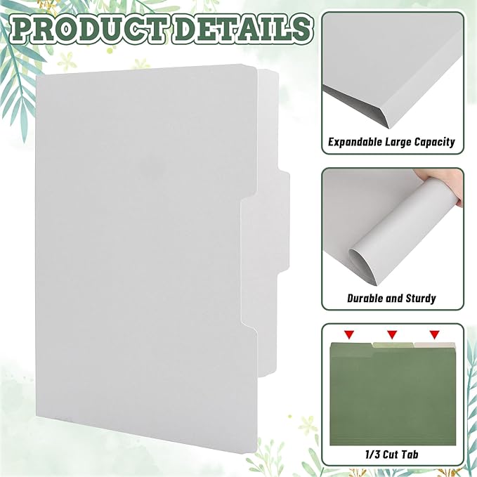 Whaline 24 Pack Green Brown File Folders Letter Size 6 Colors Sage Green Brown File Pockets with 1/3 Cut Tab for Home Office Classroom Supplies, 8.9 x 11.6 Inch