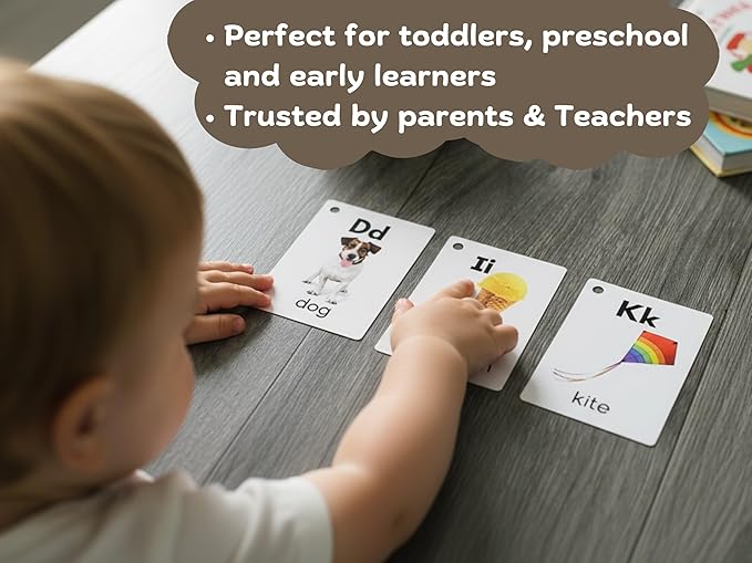 Alphabet Flashcards, 26 Educational Double-Sided Flashcards, A-Z Letters of The Alphabet, Perfect for Kids Toddlers