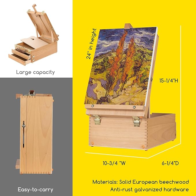 MEEDEN Acrylic Paint Set - 35 PCS Painting Kits for Adults with Tabletop Sketch Box Easel, Paint Brushes, Heavy Body Acrylic Paints, Canvas & Accessories - Premium Art Supplies for Beginners & Artists