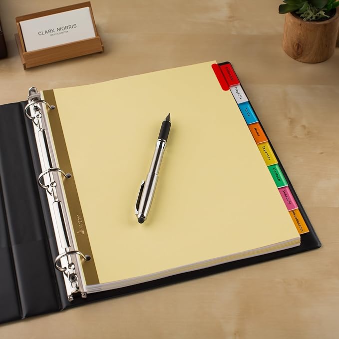 Avery Insertable Dividers for 3 Ring Binders, 8 Tabs per Set, Multicolor Big Tabs, Buff Paper with Gold-Reinforced Holes, Great for Organizing Reports, Projects, and More (48 Sets of 11111)