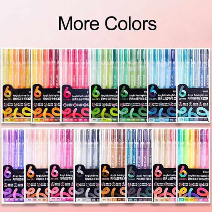 Acrylic Gel Pens for Coloring Books, Quick Dry 6 Pcs 1.0mm Fine Point Gel Marker Pen for Drawing, Journaling Art, Sketch color