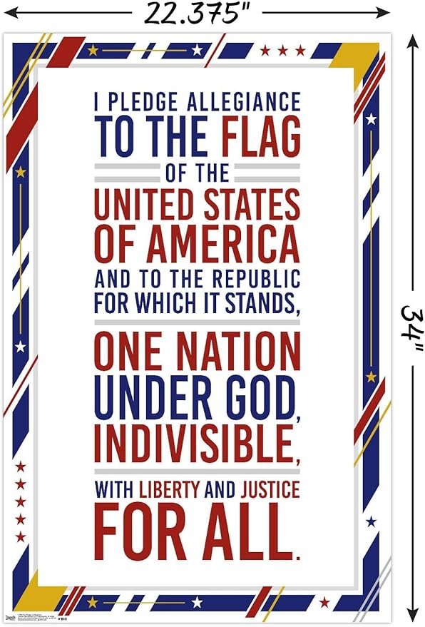 Trends International The United States Of America - Pledge Of Allegiance Wall Poster, 22.375" x 34", Poster & Mount Bundle