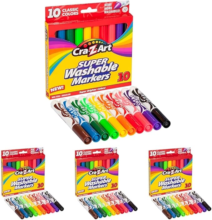 Cra-Z-Art Classic Super Washable Markers, Broad Tip, Assorted Barrel, Assorted Ink, Pack Of 40 Markers