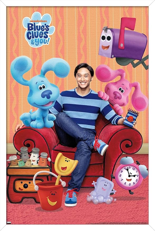 Nickelodeon Blue's Clues - Group Wall Poster, 34L" x 22.4W", White Framed Version