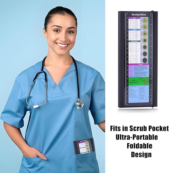 Foldable Nursing Clipboard with Cheat Sheets - 4-Pack Thick & Sturdy Medical Writing Board for Nurses, Nursing Students & CNAS | Portable Clipboard with Pen Holder & Ruler for Hospital Clinical Duty