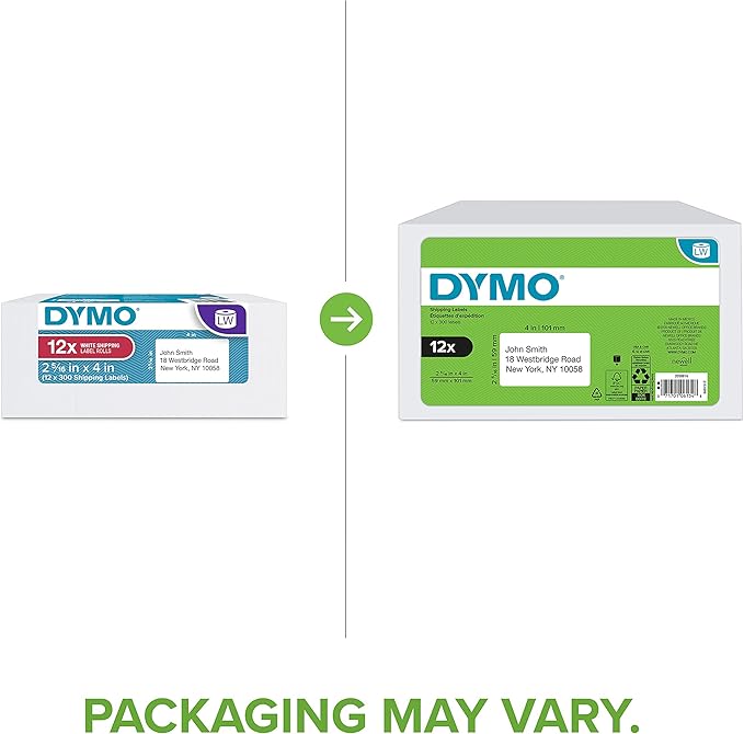 DYMO Authentic LabelWriter Standard Shipping Labels for LabelWriter Label Printers, White, 2-1/8'' x 4'' (30323), 6 Rolls of 220