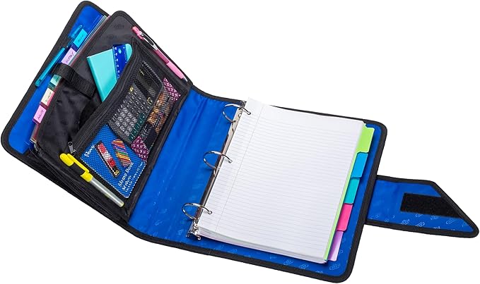 Case-It Open Tab Velcro Closure 2-Inch Binder, 5-Color Tabbed Expanding File, S-826-A Midnight Blue, 4 Pack