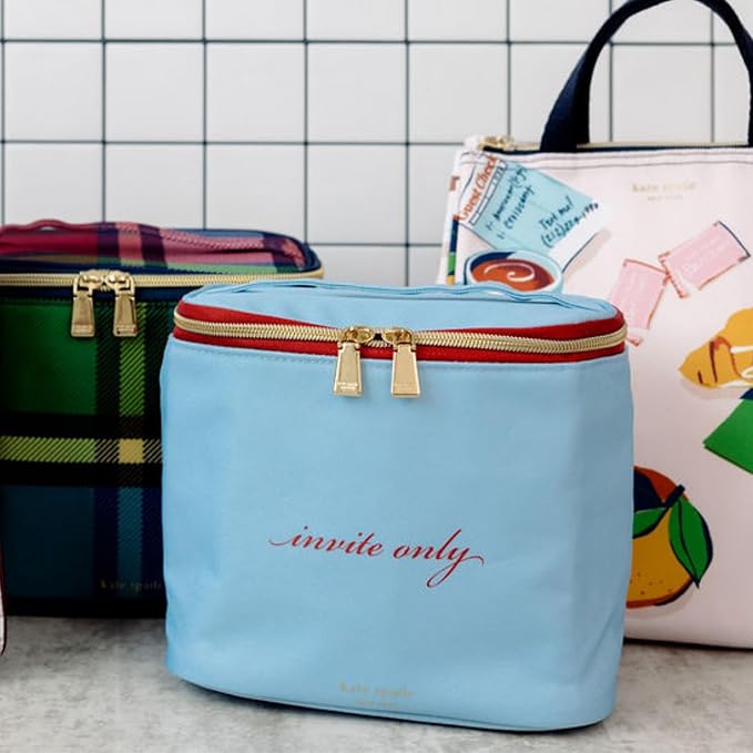 kate spade new york, Insulated Lunch Tote, Small Lunch Cooler, Cute Lunch Bag for Women, Striped Thermal Bag with Double Zipper Close and Carrying Handle (Invite Only)