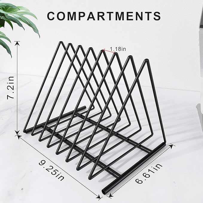2 Sets Upgraded Triangle File Folder Rack,7 Sections File Holder,File Storage Sorter/Stand,Desktop File Organizer,Wire Organizer Rack,Magazine Folder Holder,Letter/Legal, Anti-Scratch/Rusty