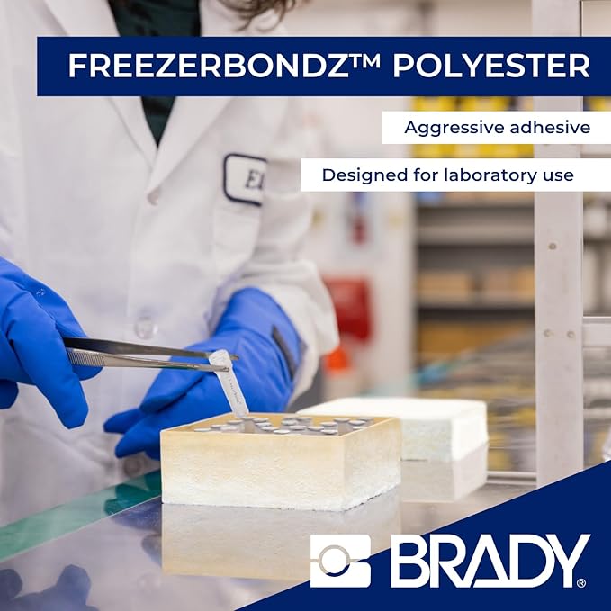 Brady FreezerBondz™ Polyester Pre-Sized Labels for Label Printer BMP51/BMP53/M511-180 Self Adhesive Printer Labels - Black on White (44,45 mm (W) x 25,40 mm (H)) - M5-125-492