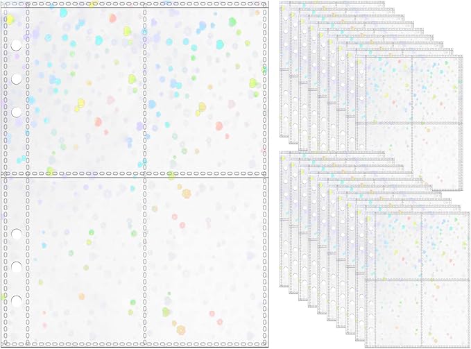 A5 Photocard Sleeves 20pcs Sheet Protectors 2.5'' x 3.7'' 4 Pocket Picture Card Insets Flower Flashing Clear PP Photo Album Refill Pages for 6 Ring Binder (Flower Flashing, A5-4Pocket)