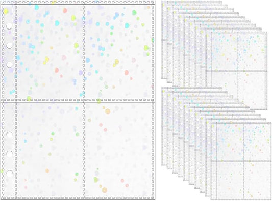 A5 Photocard Sleeves 20pcs Sheet Protectors 2.5'' x 3.7'' 4 Pocket Picture Card Insets Flower Flashing Clear PP Photo Album Refill Pages for 6 Ring Binder (Flower Flashing, A5-4Pocket)