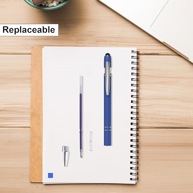 Blue Gel Ink Pens, 12 Pcs, Fine Point, Smooth Writing, with Stylus Tips, 0.7 Mm, Office Desk Accessories, Motivational