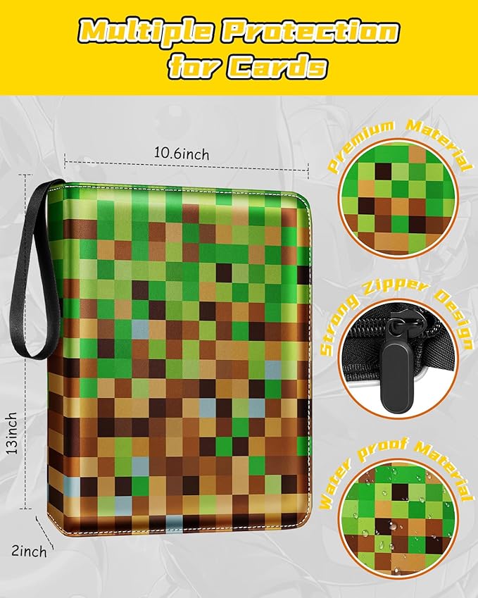 for 9 Pocket Trading Card Binder for 900 Cards - Cute Large Capacity Card Collection Album Folder with Zipper for Women Girls Teens Card Design for Sports, TCG, Game Cards