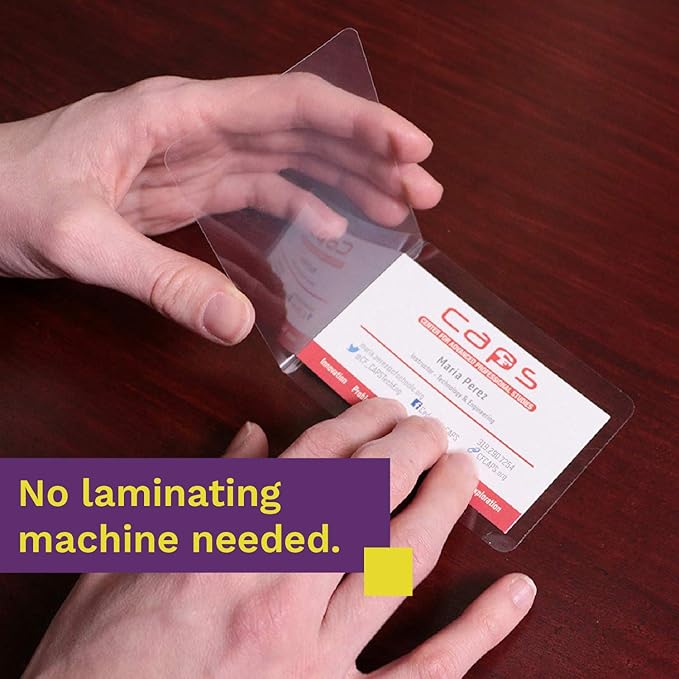 ATack Self Laminating Pouches, 50-Pack Business Card Self Laminating Sheets, 9.5 mils, Self Adhesive Laminate Sheets for Business Cards, Clear Self-Sealing Laminating Sheet Pouches
