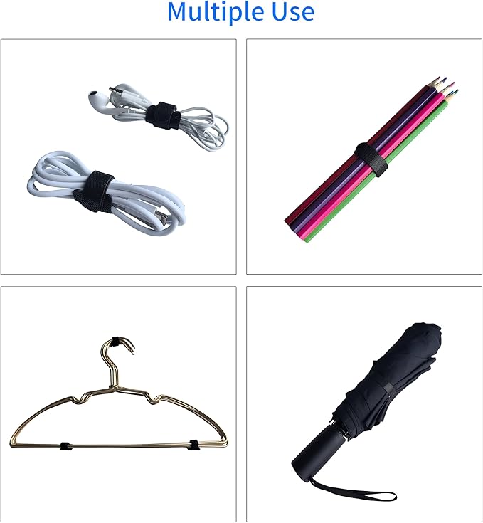 8 Inches Black Reusable Cable Ties,Multi-purpose Adjustable Cord Straps, Cable Organizer,Cord Wrap and Hook Loop Cords Management,Adjustable Cord Ties for Organizing Home, Office, Data Centers,56 PCS