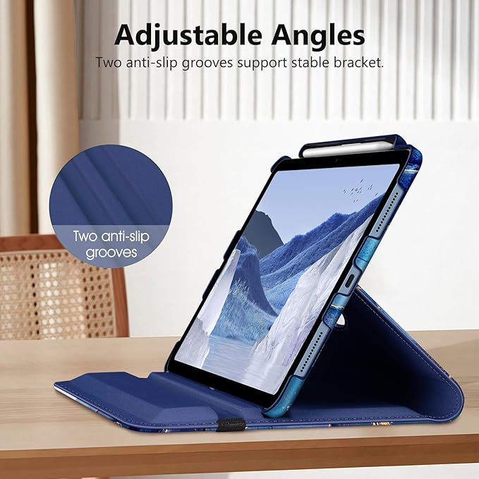 Fintie Rotating Case for iPad (A16) 11th Generation 11 Inch (2025), iPad 10th Generation 10.9 Inch (2022) - [Built-in Pencil Holder] 360 Degree Rotating Protective Stand Cover, Ocean Marble