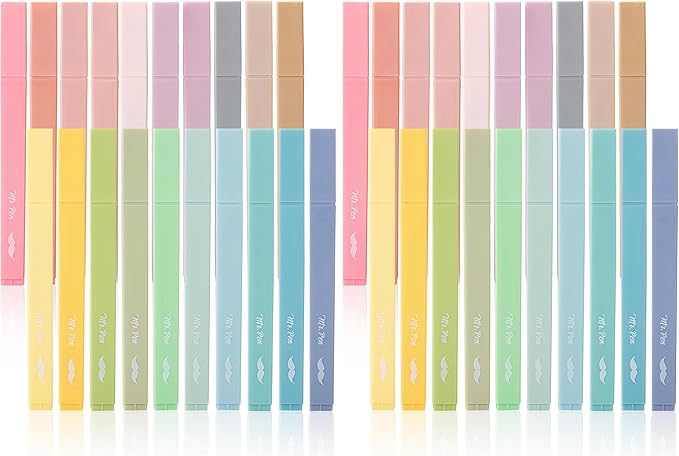 Mr. Pen- Aesthetic Highlighters, 20 pcs, Chisel Tip, Pastel Colors, No Bleed Bible Highlighter Pastel, Assorted Colors (Pack of 2)