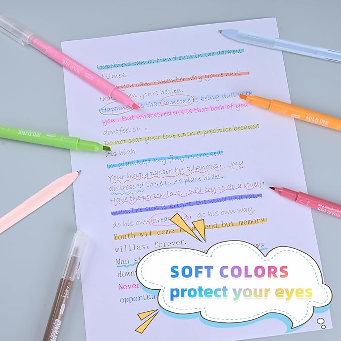 Dual Tip Aesthetic Highlighters 16 Colors and 2 Pcs 3 in 1 Multicolor Gel Pens 6 Colors Ink, Chisel & Fine Tips, No Bleed, Cute Bible Highlighters Assorted Colors for Journaling Textbook