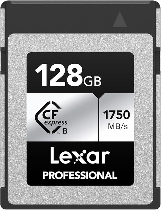 Lexar 128GB Professional CFexpress Type B Silver Series Memory Card, for Photographers, Videographers, Up to 1750/1300 MB/s, 8K Video (LCXEXSL128G-RNENG)