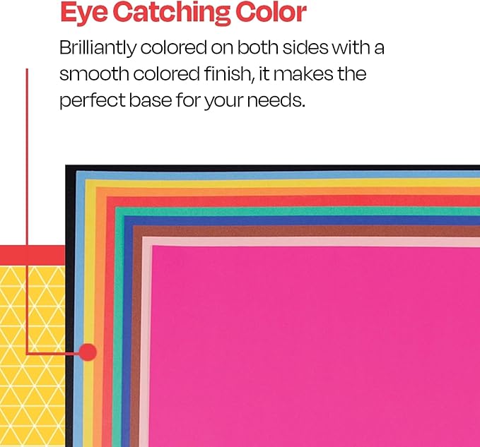 School Smart Railroad Poster Board Paper, 22 x 28 Inches, 4-Ply, Assorted Colors, Pack of 100