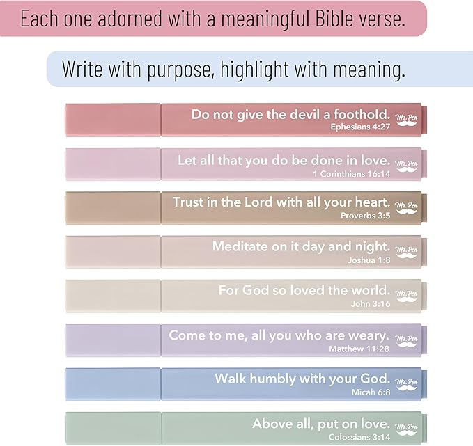 Mr. Pen- Bible Highlighters with Bible Verses, 8 Pack, Earthy, Aesthetic Highlighters, Markers No Bleed Through