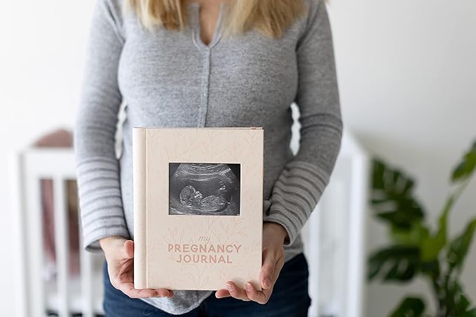 Pearhead Little Bundle of Joy Pregnancy Journal, Keepsake Pregnancy Memory Book with Sonogram Photo, First Through Third Trimester Pregnancy Milestone Tracker, Blush Leaf