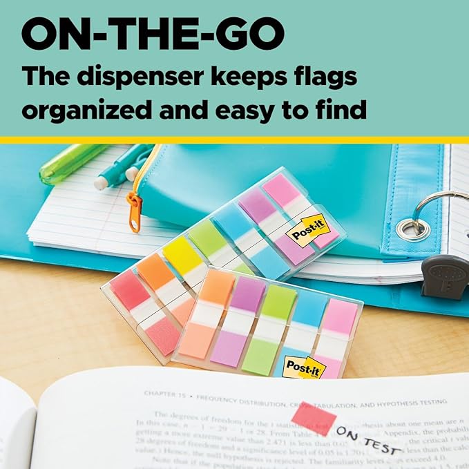 Post-it Flags, On-The-Go Dispenser, 160 Flags/Pack, 1 in Wide, 4 Assorted Bright Colors (680-PGOP2) - 24 Pack, 3840 Total Flags