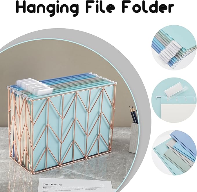 10 Pack Hanging Folder File Cabinet Organizer Letter Size 1/5 Cut Adjustable Label Decoration Home Office School Classroom, Mediterranean Color