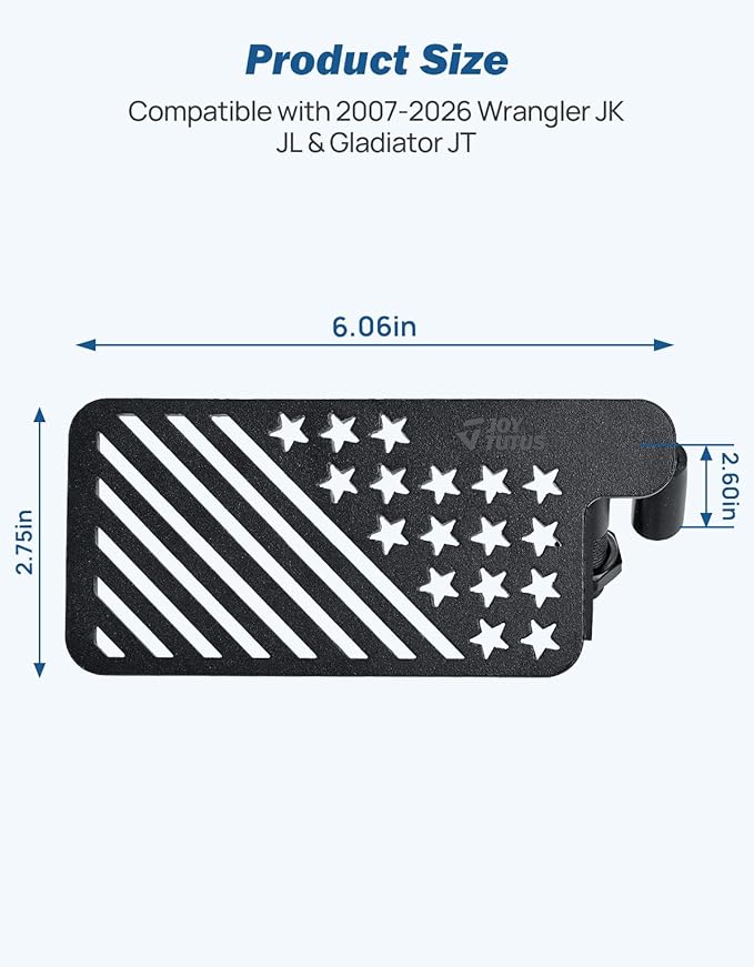 JOYTUTUS Wrangler Foot Pegs Doors Off Compatible with 2007-2026 Wrangler JK JL & Gladiator JT, Door Hinge Foot Pegs Foot Rest Pedals, US Flag Pattern