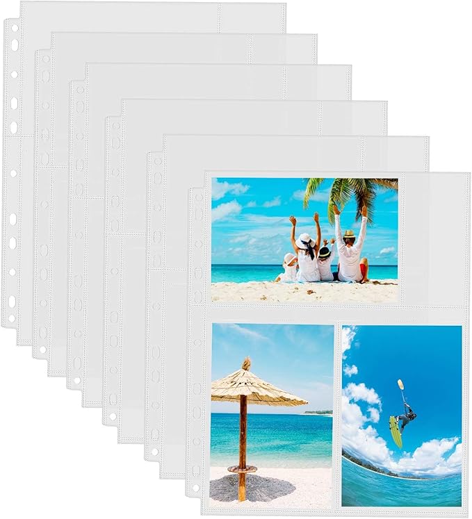 Sooez 30 Pack 4x6 Photo Sleeves for 3 Ring Binder (180 Pictures), Heavy Duty Plastic Page Protectors, Clear Binder Postcard Sleeves, Archival Photo Album Refill Pages, Binder Inserts