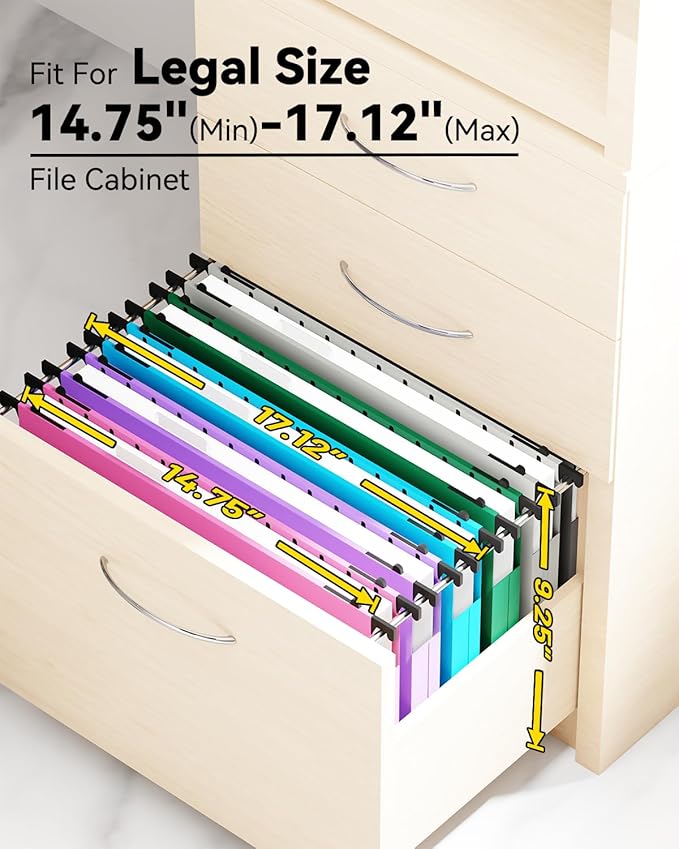 Ansook Plastic Legal Size Hanging File Folders,12 Pack Extra Capacity File Folders Hanging with Tabs,Heavy Duty 1" Expandable Legal Filing Cabinet Folders,File Frame Hanging File Organizer