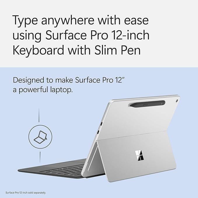 Microsoft Surface Pro Keyboard and Slim Pen 2 Bundle for Surface Pro 12" Device, Alcantara Material, Slate