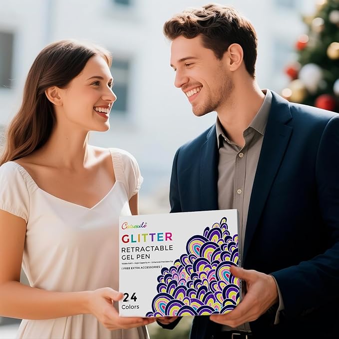 24 Colors Retractable Glitter Gel Pens, Colored Gel Pens, For Artists Coloring Books Drawing Journaling Doodling Writing