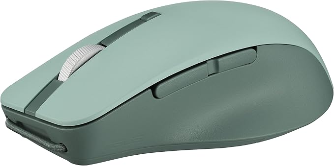 ASUS Wireless SmartO Mouse Silent Plus – Dual Mode (BT/2.4GHz), up to 3 Devices, Ergonomic, 4200 DPI, AA Battery Lasts up to 1 Year, Quiet Switches, Portable, for Productivity/Gaming - Green Tea Latte