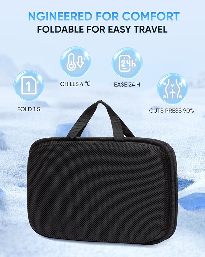 Sino Selected Ergo-Gel Airplane Seat Cushion, Gel-Infused Memory Foam Seat Cushion, Foldable Chair Cushions for Office, Car, Travel, Ergonomic Support & Cooling Design, All-Day Portable Comfort