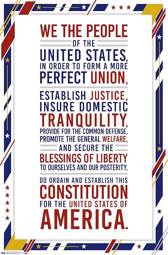 Trends International The United States Of America - Constitution Preamble Wall Poster, 14.725" x 22.375", Premium Unframed Version