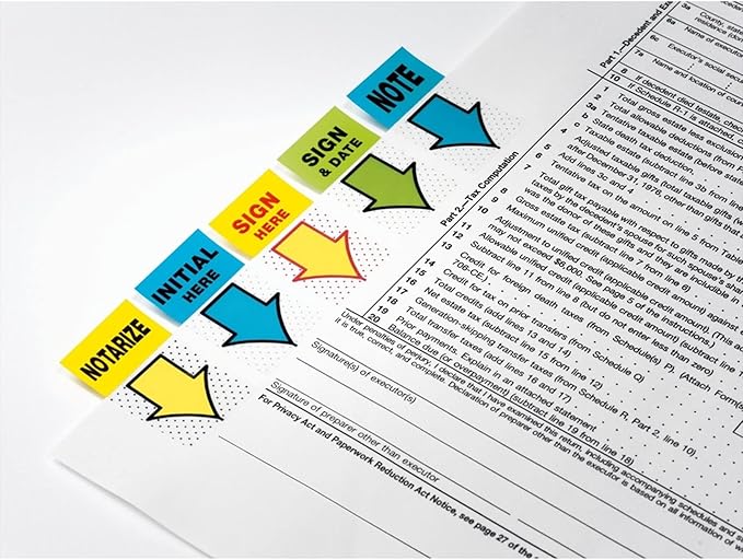 Post-it Message Sign Here Flags Value Pack, 50/Dispenser, 12 Dispensers/Pack, 1 in Wide, Yellow (680-SH12)