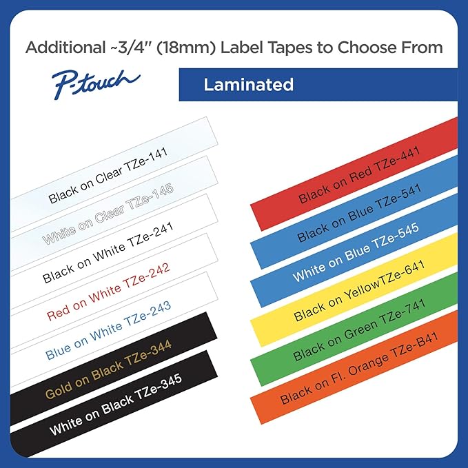 Brother Genuine P-Touch TZE-541 Tape, 3/4" (0.7") Standard Laminated P-Touch Tape, Black on Blue, for Indoor or Outdoor Use, Water-Resistant, 26.2 ft (8 m), Single-Pack