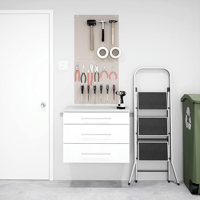 Prepac HangUps 30” Wide Wall Mount 3-Drawer Storage Cabinet, Ideal for Tool Storage, Organization for Garage, Kitchen, Laundry, Bathroom, Home Office and More, 30”W x 24”H x 16”D, White