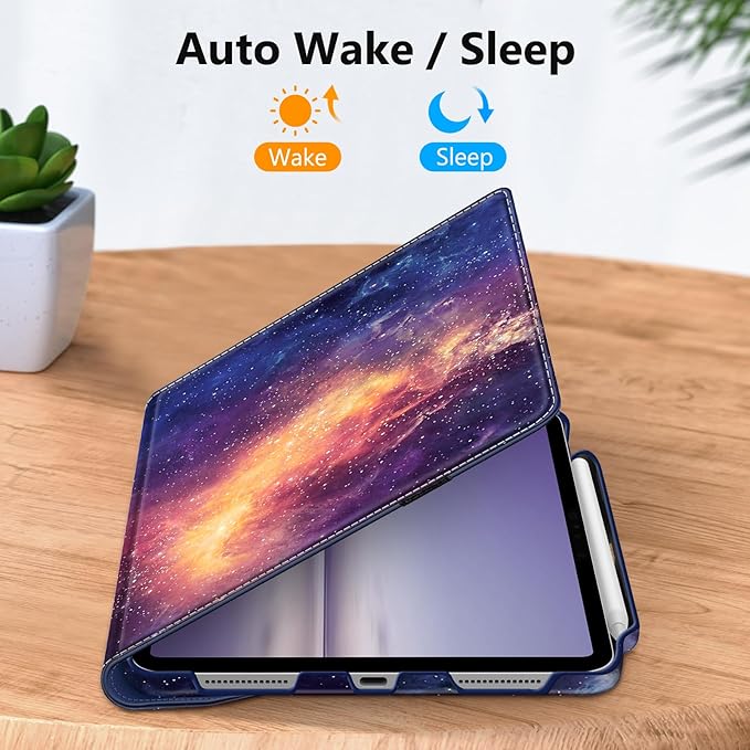 Fintie Rotating Case for iPad Pro 11-inch (M5) 2025 / (M4) 2024 - [Built-in Pencil Holder] 360 Degree Swiveling Smart Stand Protective Cover, Auto Sleep/Wake, Galaxy